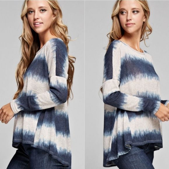 Blue Waves Tie Dye Top - Picture 3 of 5